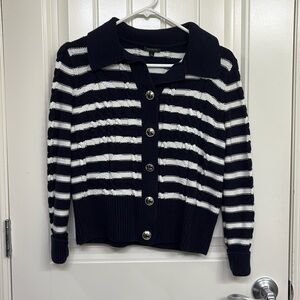Talbots Nautical Blue and White Cardigan Sweater